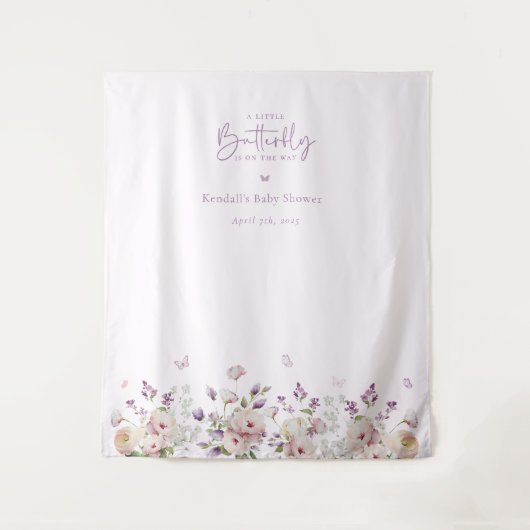 小さな蝶の赤ちゃんシャワー写真の背景 タペストリー (正面)