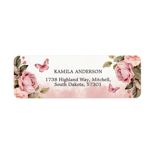 小さな蝶の赤ちゃんシャワー差出人住所 ラベル (正面)