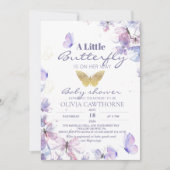小さな蝶の赤ちゃんシャワー招待状 招待状 (正面)