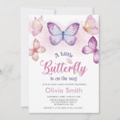 小さな蝶の赤ちゃんシャワー招待状 招待状 (正面)