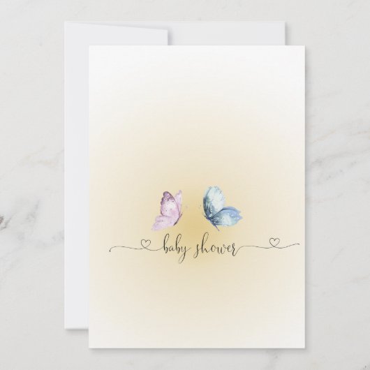 小さな蝶の赤ちゃんシャワー招待状 招待状 (裏面)