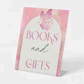 小さな蝶の赤ちゃんシャワー本とギフトSiGn 台座サイン (正面)