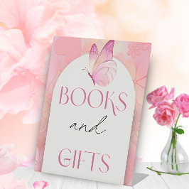 小さな蝶の赤ちゃんシャワー本とギフトSiGn 台座サイン