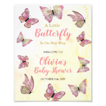 小さな蝶の赤ちゃんシャワー歓迎サイン