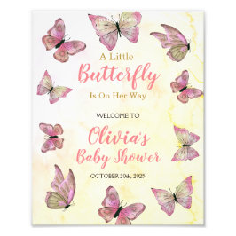 小さな蝶の赤ちゃんシャワー歓迎サイン フォトプリント           