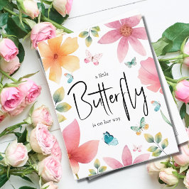 小さな蝶の赤ちゃんシャワー インビテーションポストカード