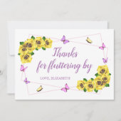 小さな蝶の赤ちゃんシャワー サンキューカード (正面)