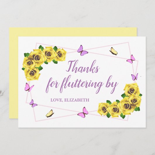 小さな蝶の赤ちゃんシャワー サンキューカード (正面/裏面)