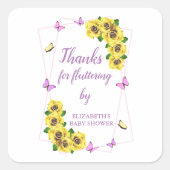 小さな蝶の赤ちゃんシャワー スクエアシール (正面)