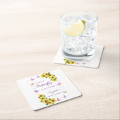 小さな蝶の赤ちゃんシャワー スクエアペーパーコースター (インサイチュ)