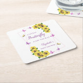 小さな蝶の赤ちゃんシャワー スクエアペーパーコースター (アングル)