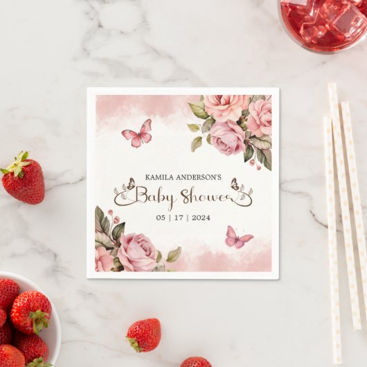 小さな蝶の赤ちゃんシャワー スタンダードカクテルナプキン (インサイチュ)