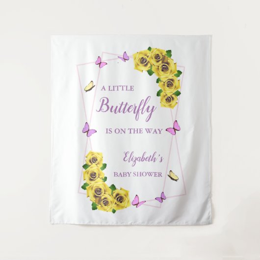 小さな蝶の赤ちゃんシャワー タペストリー (正面)