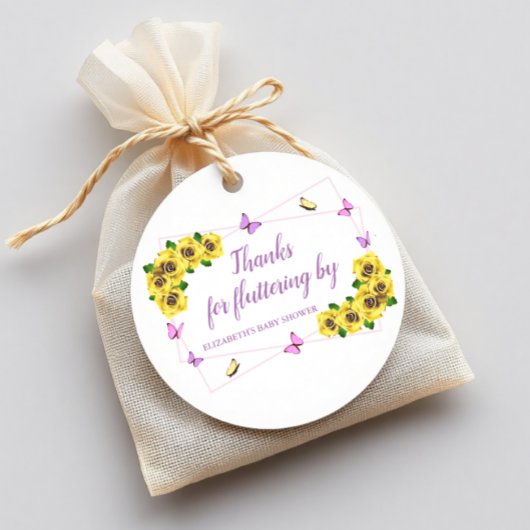 小さな蝶の赤ちゃんシャワー フェイバータグ