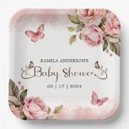 小さな蝶の赤ちゃんシャワー ペーパープレート