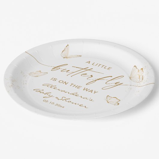 小さな蝶の赤ちゃんシャワー ペーパープレート (アングル)