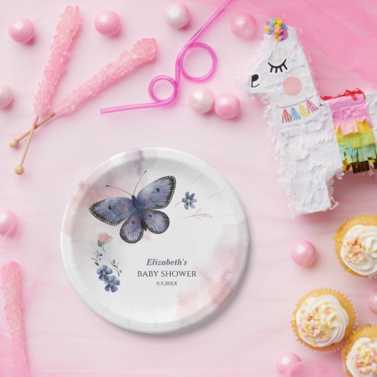 小さな蝶の赤ちゃんシャワー ペーパープレート (パーティー)