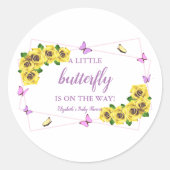 小さな蝶の赤ちゃんシャワー ラウンドシール (正面)