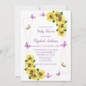 小さな蝶の赤ちゃんシャワー 招待状 (正面)
