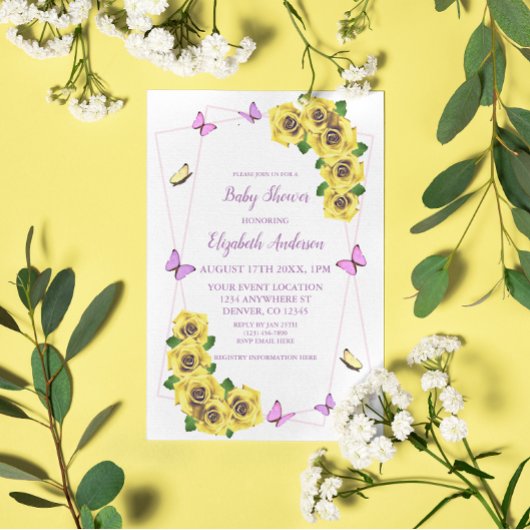 小さな蝶の赤ちゃんシャワー 招待状