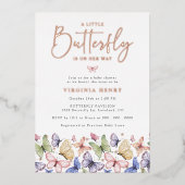 小さな蝶の赤ちゃんシャワー 箔招待状 (正面)