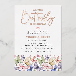 小さな蝶の赤ちゃんシャワー 箔招待状