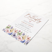 小さな蝶の赤ちゃんシャワー 箔招待状 (回転した状態)