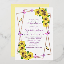 小さな蝶の赤ちゃんシャワー 箔招待状