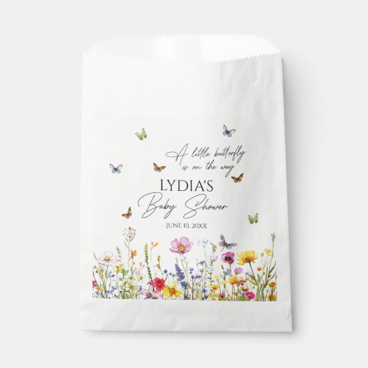 小さな蝶の野生の花の赤ちゃんシャワー フェイバーバッグ (正面)