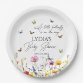 小さな蝶の野生の花の赤ちゃんシャワー ペーパープレート (正面)
