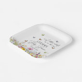 小さな蝶の野生の花の赤ちゃんシャワー ペーパープレート (傾斜あり)