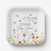 小さな蝶の野生の花の赤ちゃんシャワー ペーパープレート (正面)