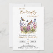 小さな蝶の野生の花の赤ちゃんシャワー 招待状 (正面)