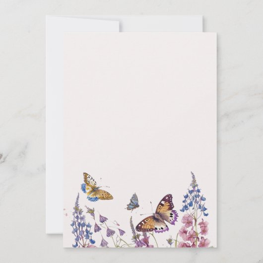 小さな蝶の野生の花の赤ちゃんシャワー 招待状 (裏面)