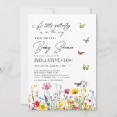 小さな蝶の野生の花の赤ちゃんシャワー 招待状 (正面)