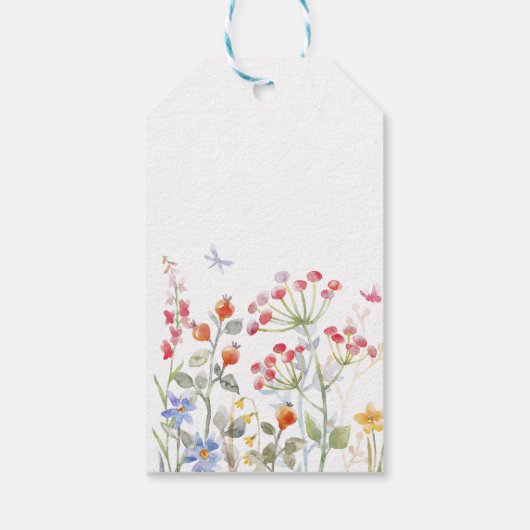 小さな蝶の野生の花の赤ん感謝していだシャワー ギフトタグ (裏面)