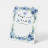 小さな蝶の青いフローラ素朴マムオーサバー 台座サイン (正面)