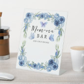 小さな蝶の青いフローラ素朴マムオーサバー 台座サイン (インサイチュ)