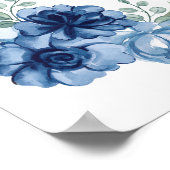 小さな蝶の青いフローラ素朴歓迎サイン ポスター (角)