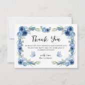 小さな蝶の青フローラあり素朴がとう サンキューカード (正面)