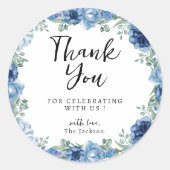 小さな蝶の青フローラあり素朴がとう ラウンドシール (正面)