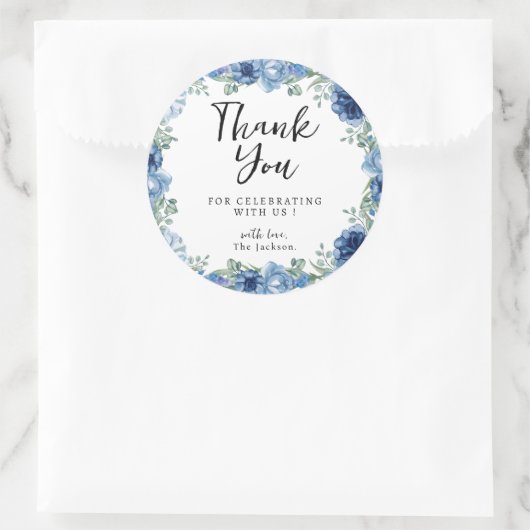 小さな蝶の青フローラあり素朴がとう ラウンドシール (バッグ)