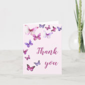 小さな蝶を内側にピンク色に空白のする 招待状 (正面)