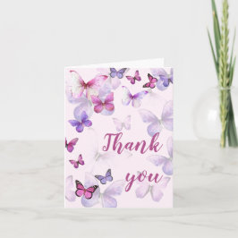 小さな蝶を内側にピンク色に空白のする 招待状