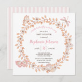 小さな蝶ソフトBohoピーチ赤ちゃんシャワー 招待状 (正面/裏面)