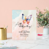 小さな蝶パステルお洒落赤ちゃんシャワー アクリルサイン (ウェディング)