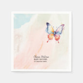 小さな蝶パステルお洒落赤ちゃんシャワー スタンダードカクテルナプキン (正面)