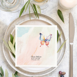 小さな蝶パステルお洒落赤ちゃんシャワー スタンダードカクテルナプキン