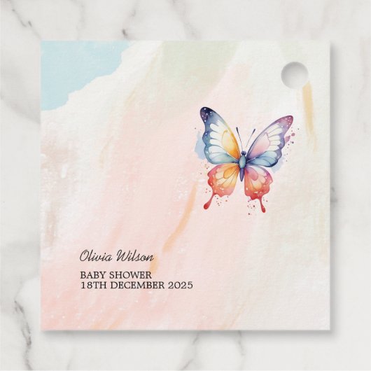 小さな蝶パステルお洒落赤ちゃんシャワー フェイバータグ (裏面)