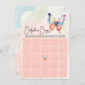 小さな蝶パステルお洒落赤ちゃんシャワー 招待状 (正面/裏面)